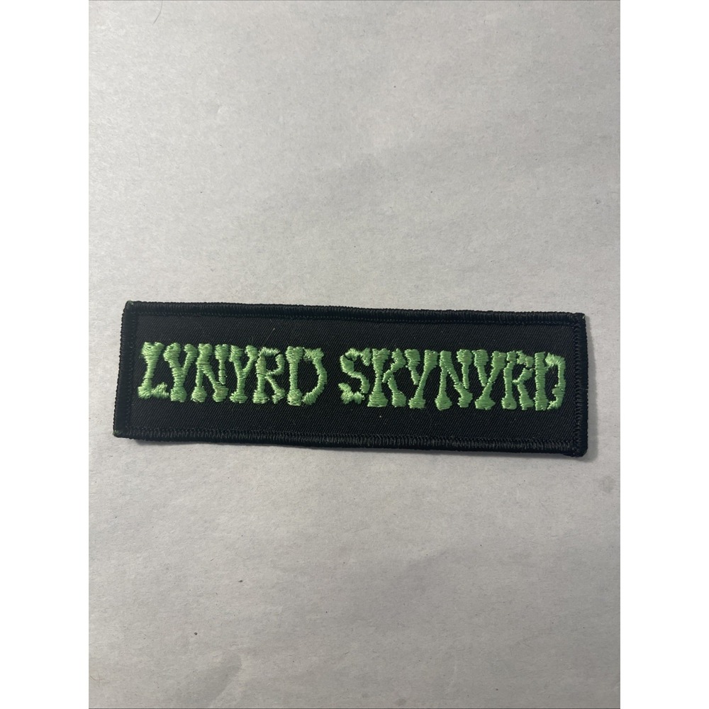 Lynyrd Skynyrd Rock Band Green Lettering Black Background Embroidered Patch